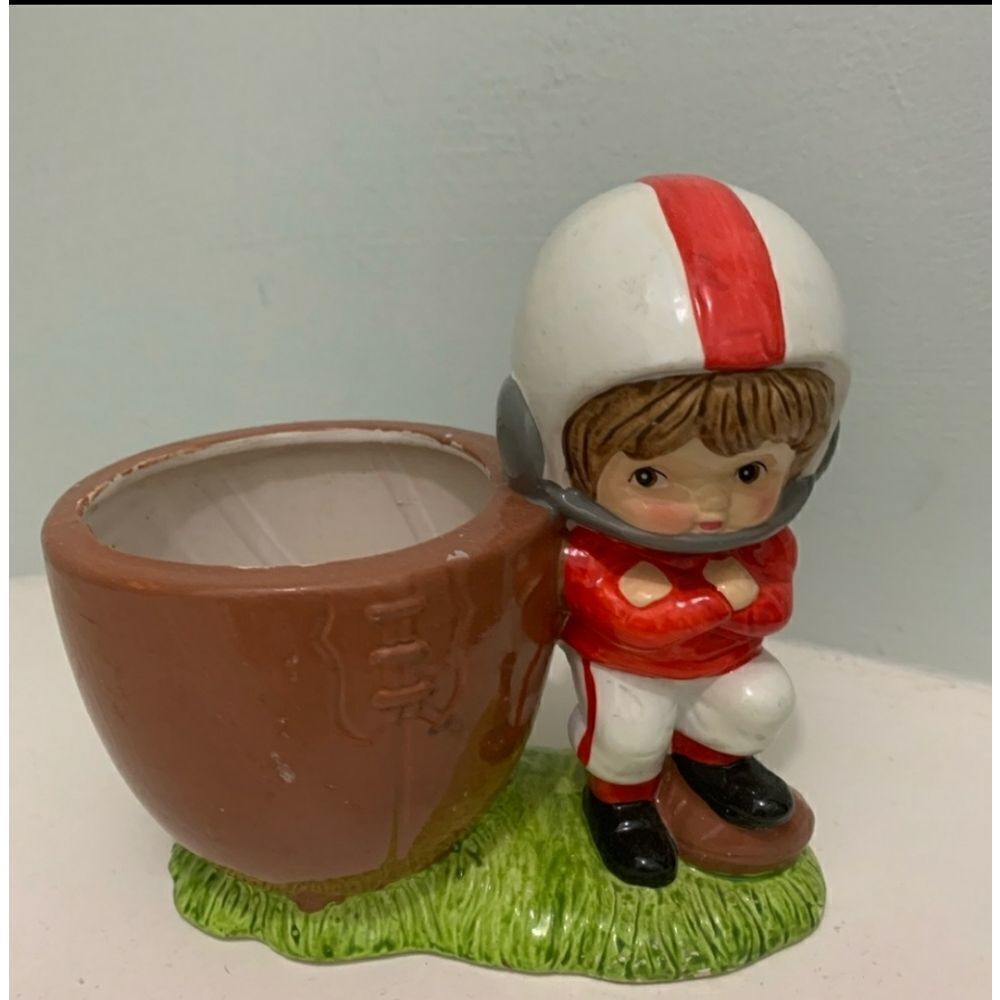 Vintage 1960s Inarco Boy Football Player Ceramic Planter E-6791